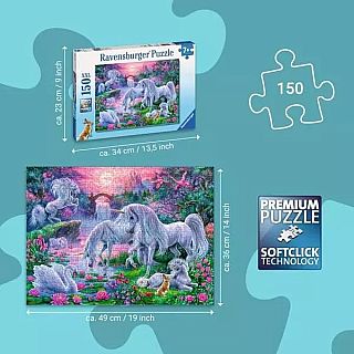 Jigsaw Puzzle Unicorns in the Sunset Glow - 150 Pieces Puzzle