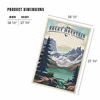 Rocky Mountain National Park, Colorado, Lake, Lithograph 1000 Piece Puzzle