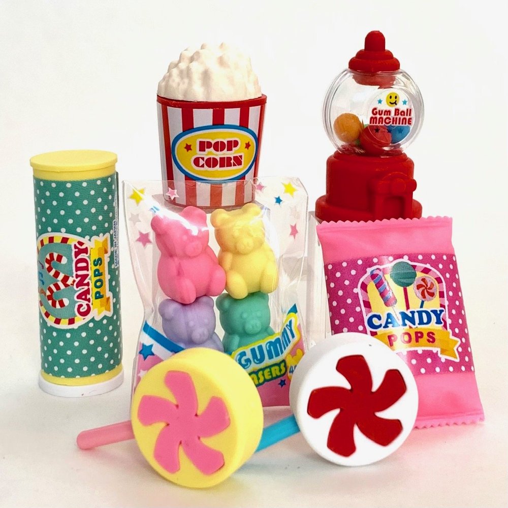 IWAKO Japanese Puzzle Erasers CANDY SWEETS Blister Card Set 