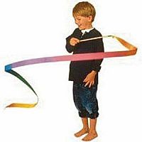 Dancing Rainbow Ribbon 7In On Wooden Stick