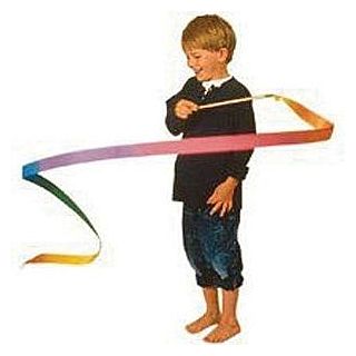 Dancing Rainbow Ribbon 7In On Wooden Stick