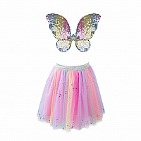 Rainbow Sequin Skirt, Wings, & Wand