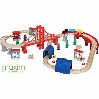 60 Piece Wooden Train Set