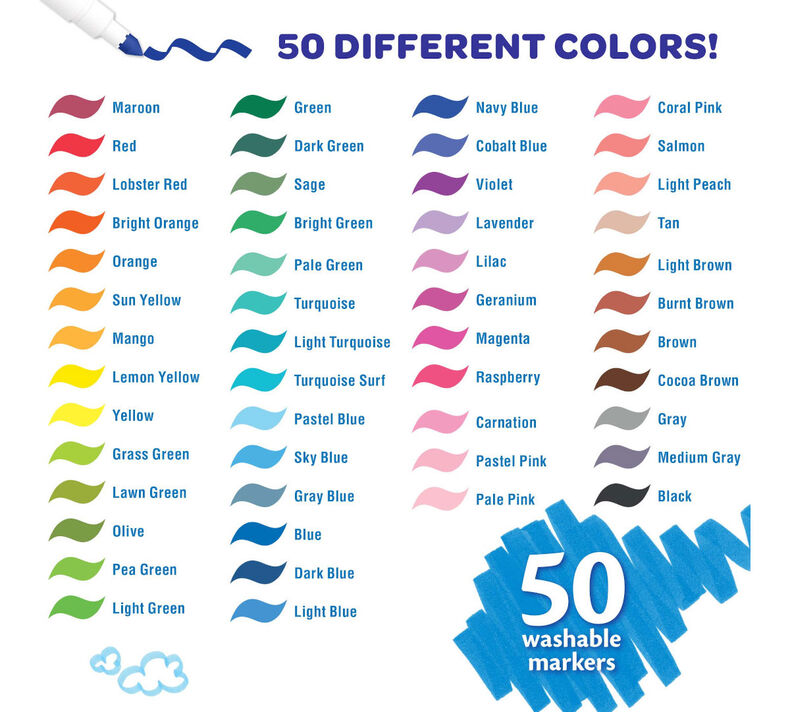 Free Color Chart for Crayola Super Tips Markers ~ Adult Coloring Tutorial