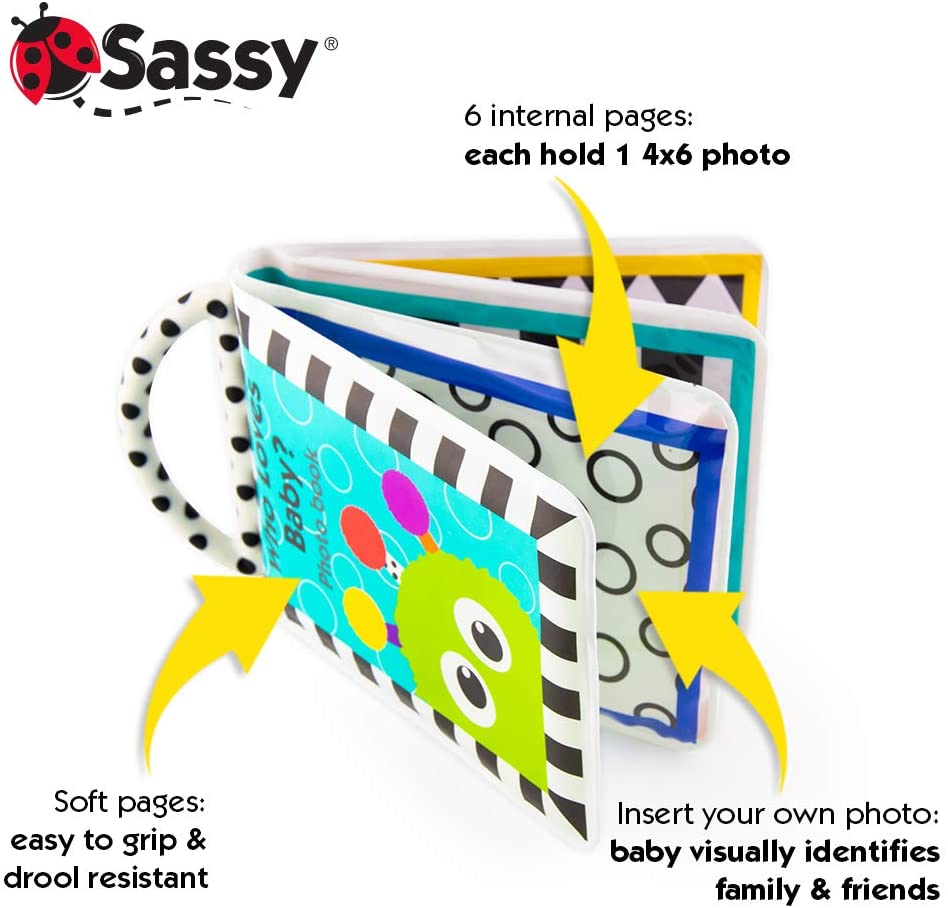 Sassy Look Book Baby Photo Album with High Contrast Patterns Holds 6 Photos  - 3+ Months 