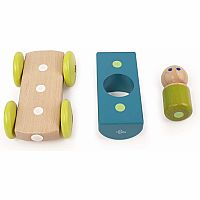 Teal Magnetic Racer Building Block Set