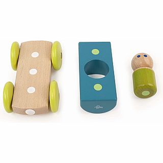 Teal Magnetic Racer Building Block Set