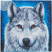 Moonlight Wolf Mounted Medium Crystal Art