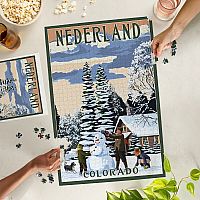 Nederland, Colorado, Snowman Scene 1000 Piece Puzzle