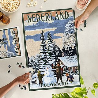 Nederland, Colorado, Snowman Scene 1000 Piece Puzzle
