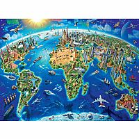 World Landmarks Map - 300 Piece Jigsaw Puzzle for Kids 