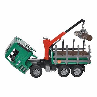 Timber Truck W/ Loading Crane And 3 Trunks