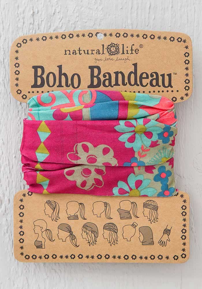  Natural Life Full Border Print Boho Bandeau Turquoise 