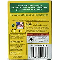 Regular Multi-Cultural Crayons, Assorted Color, Pack of 8