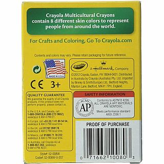 Regular Multi-Cultural Crayons, Assorted Color, Pack of 8