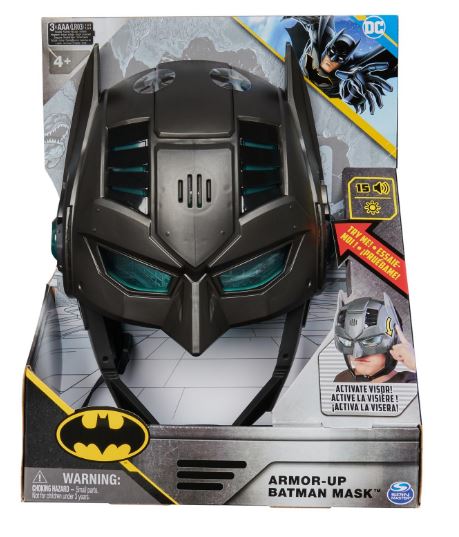 DC Comics, Armor-Up Batman Mask with Visor, 15+ Sounds & Phrases, Lights, Super Hero Costume, Kids Roleplay for Boys and Girls Ages 4+