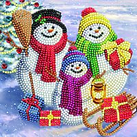Snowman Family Fun Crystal Art Card Kit