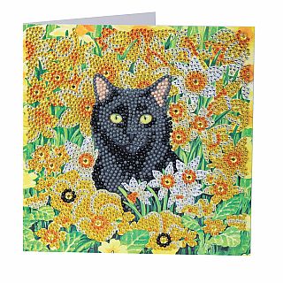 Cat Among Flowers Card Kit Crystal Art 