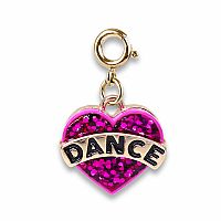 Gold Glitter Dance Heart Charm