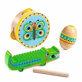 Guiro - Maracas - Tambourine 3 Piece Set Animambo