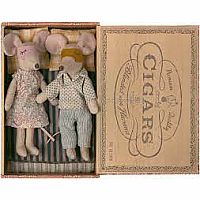 Mum & Dad Mice In Cigar Box