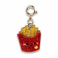 French Fries Gold Glitter Charm 