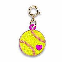 Softball Gold Glitter Charm 