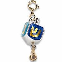 Gold Glitter Dreidel Charm 