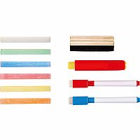 Flip Flat Easel Foldable Double-Sided Free Standing Blackboard & Whiteboard with Chalks, Markers