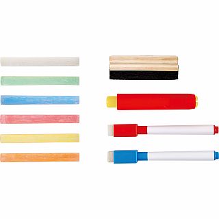 Flip Flat Easel Foldable Double-Sided Free Standing Blackboard & Whiteboard with Chalks, Markers