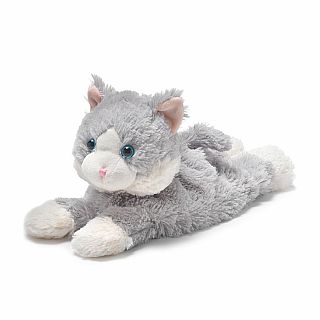 LAYING DOWN GREY CAT WARMIES PLUSH