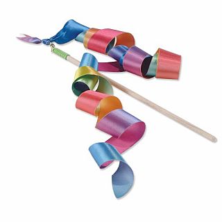Dancing Rainbow Ribbon 7In On Wooden Stick