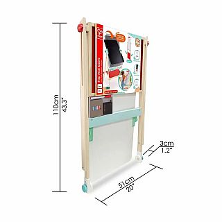 Flip Flat Easel Foldable Double-Sided Free Standing Blackboard & Whiteboard with Chalks, Markers